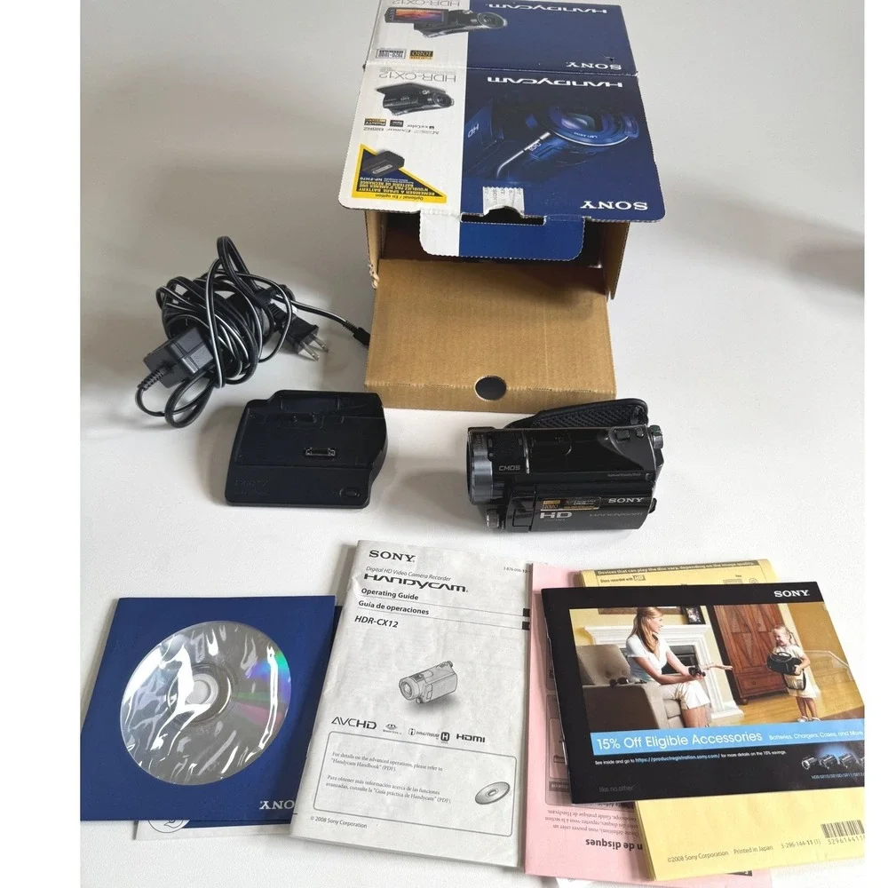 Sony Handycam HDR-CX12 Digital HD Video Camera Recorder Black 1080i Carl Zeiss